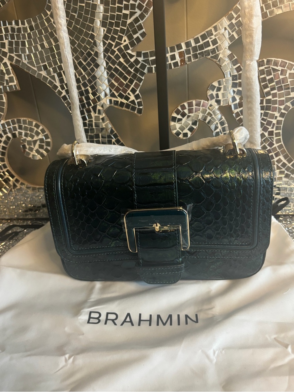 ⭐️Brahmin Rosa Evergreen Kalopsia Shoulder Bag with Buckle Detail - Picture 8 of 12